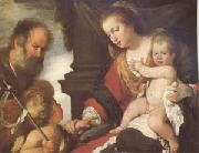 Bernardo Strozzi The Holy Family with John the Baptist (mk05) oil painting on canvas